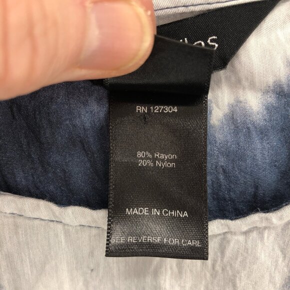 Ali Miles Tunic Womens Small Navy Tie Dye Polka Dot 3/4 Sleeve Oversized Buttons - Picture 6 of 10